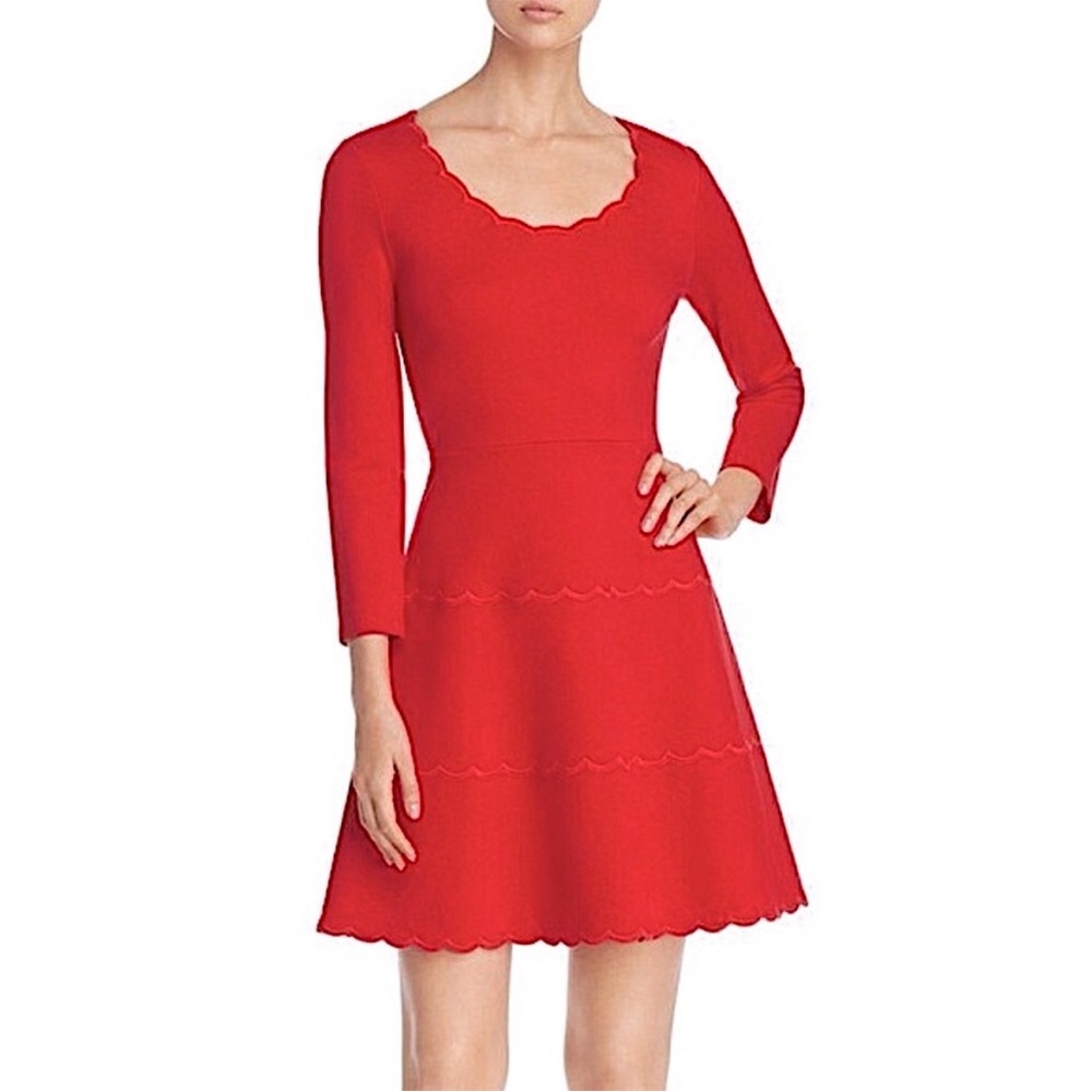 Kate Spade Scallop Ponte Fit and Flare Dress